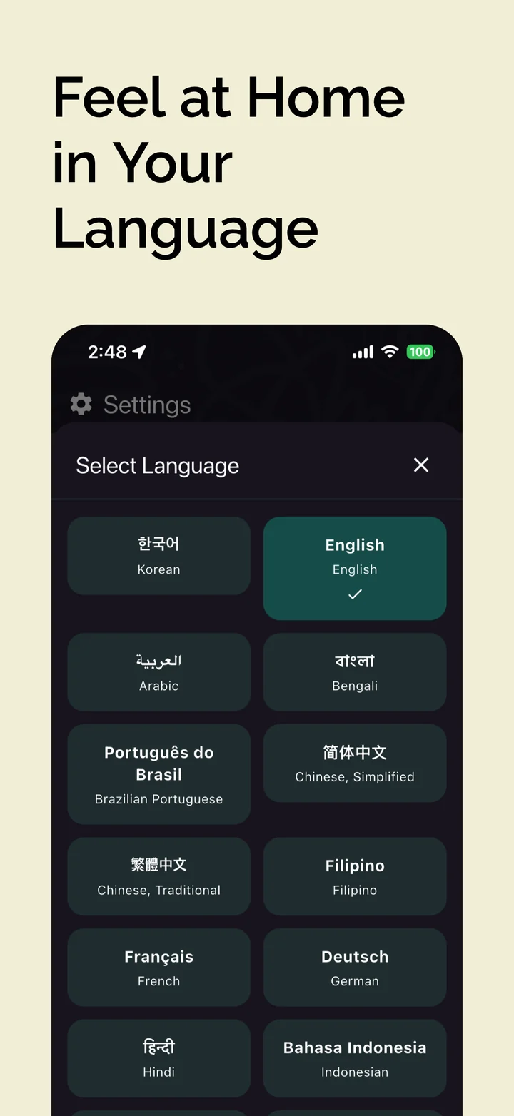 Explore in 22 languages