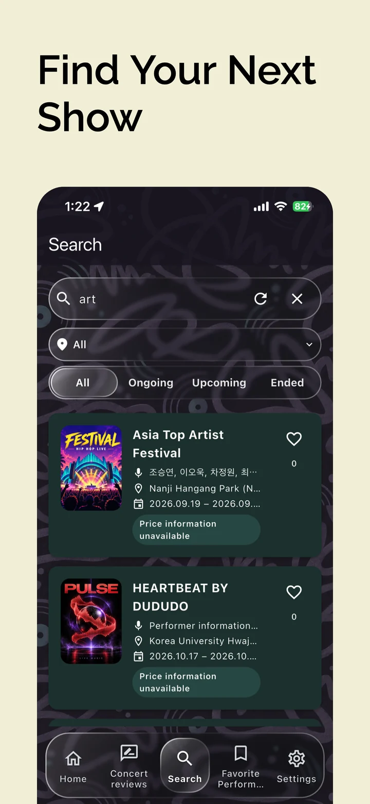 Search for concerts